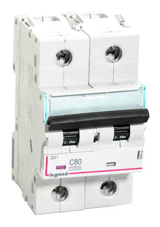 Legrand DX³ MCB 80A Double Pole 230V/400V – 408640
