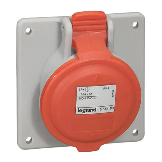 Legrand P17 Tempra Pro Panel Mounting Socket Inclined Outlet 32A 3P+N+E 380/415V IP44 – LV16 & 32A – 555289