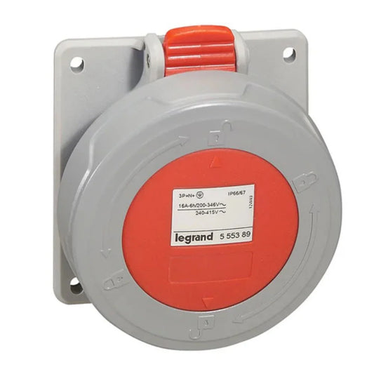 Legrand Panel Mounting Industrial Socket 32A 3P+N+E 415V IP67 (Cat No. 555489)