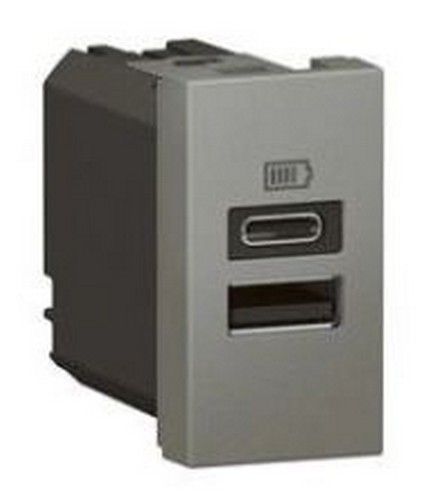 Legrand Arteor USB Charger 3A Type-A & Type-C 15W Magnesium 1 Module (Cat No. 571689)