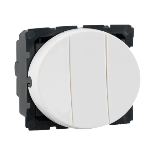 Legrand Arteor - 20A Switch 3 Gang 2x2 Way + 1x1 Way 2 Module (Round White Mechanism)