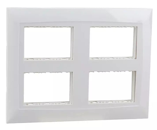Legrand Britzy White Cover Plate - 12 Module with support frame 673497