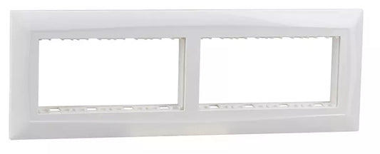 Legrand Britzy White Cover Plate - 8 Module with support frame 673498