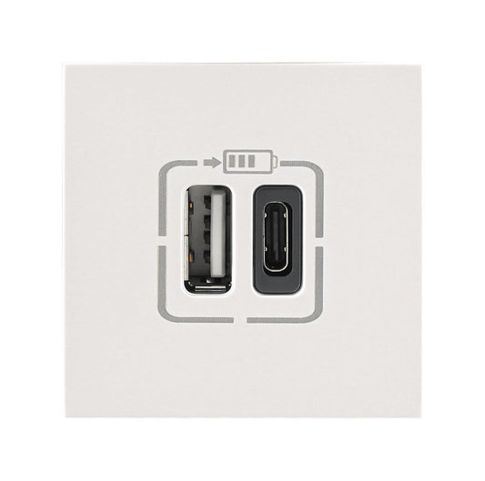 Legrand Lyncus DOUBLE USB CHARGER 3000mA 2Module TYPE 'A'& 'C' White- 677289