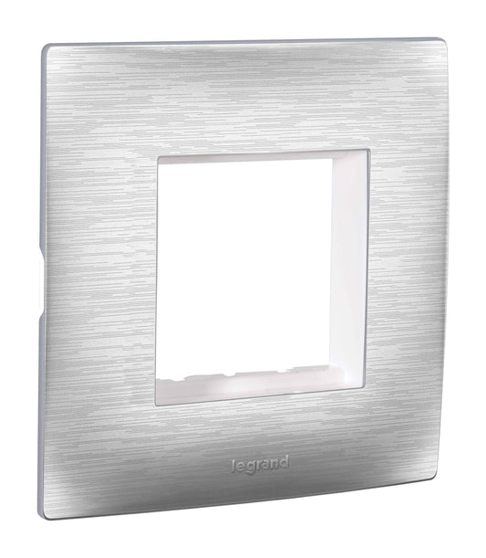 Legrand Lyncus Brushed Silver PLATE + FRAME 2Module - 677542