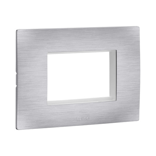Legrand Lyncus Brushed Silver PLATE + FRAME 3Module - 677543
