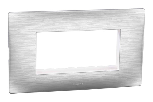 Legrand Lyncus Brushed Silver PLATE + FRAME 4Module - 677544