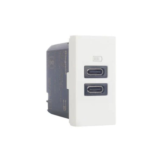 Legrand Lyncus USB Charger 3A Type-C + Type-C 15W Chic Grey 1 Module (Cat No. 677954)