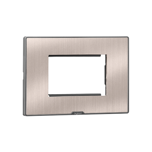 Legrand Myrius Cover Plate – 3 Module – Pearl Champagne with Support Frame 679563