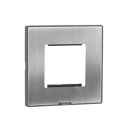 Legrand Myrius Cover Plate with Support Frame – 2 Module – Sonic Silver 679582