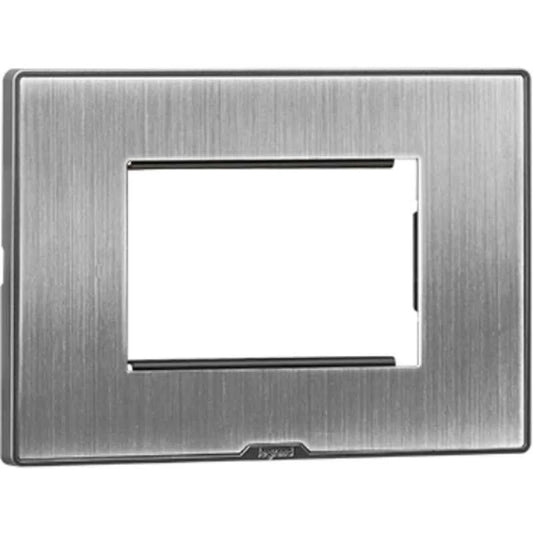 Legrand Myrius Cover Plate with Support Frame – 3 Module – Sonic Silver 679583
