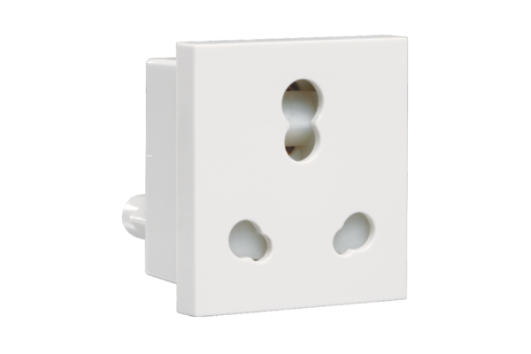 Havells Athena 6A-16A 3 Pin Combined Shuttered Socket Pure White | Modular Safety Socket with Glossy Finish