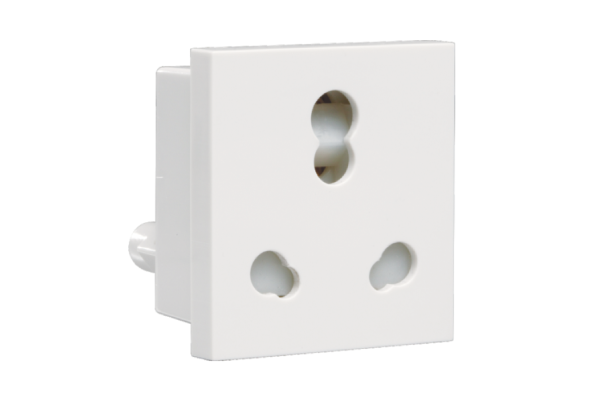 Havells Athena 10A-16A Heavy Duty Shuttered Socket Pure White | Modular Safety Socket with Glossy Finish