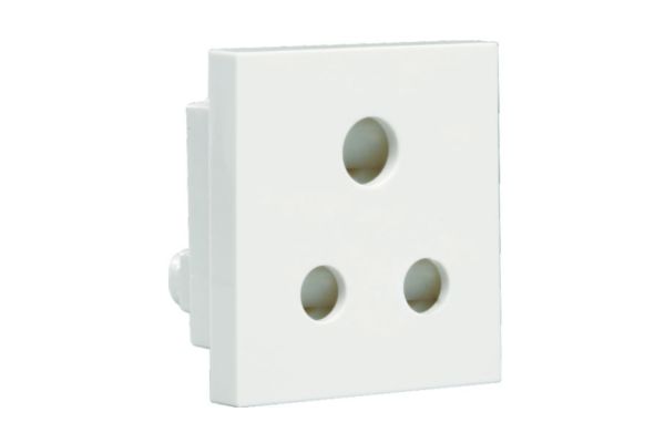 Havells Athena 6A 3 Pin Shuttered Socket Pure White | Modular Safety Socket with Glossy Finish