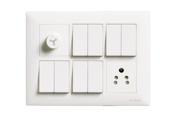 Havells Athena 12M Cover Plate Pure White | Modular Cover Frame with Glossy Finish