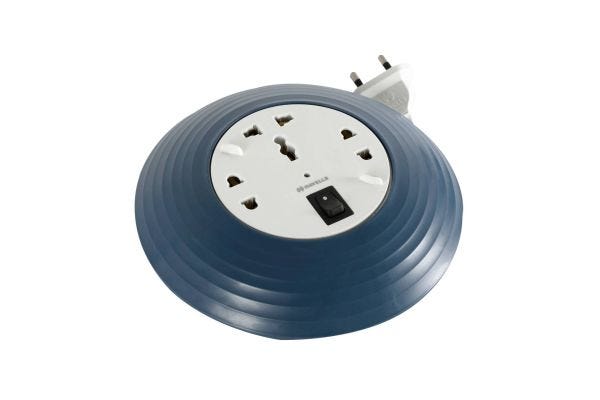 Havells Cosmo Reel 3+1 Surge & SpikeGuard 5m 6A AHEXXXU065 | Round Flexbox with 3 Multipurpose Sockets
