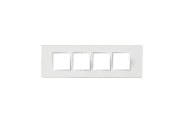 Havells Fabio Frameio 8M Horizontal Front Plate White | Modular Cover Frame with Premium Chrome Finish Bezel
