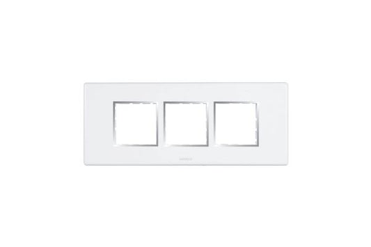 Havells Fabio Frameio 6M Front Plate White | Modular Cover Frame with Premium Chrome Finish Bezel