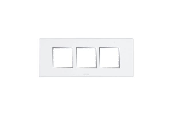 Havells Fabio Frameio 6M Front Plate White | Modular Cover Frame with Premium Chrome Finish Bezel