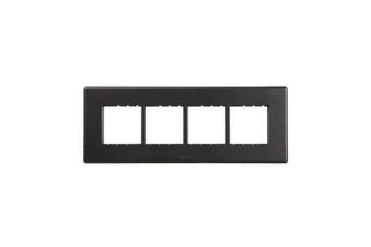 Havells Fabio 8M Front Plate Horizontal Matt Black | Slim Modular Cover Frame with Front Loading Design