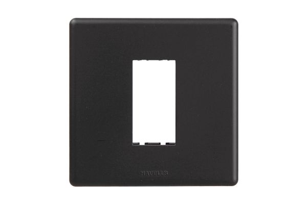 Havells Fabio 1M Front Plate Matt Black | Slim Modular Cover Frame with Front Loading Design