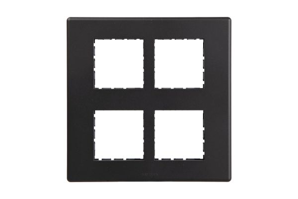 Havells Fabio 8M Front Plate Vertical Matt Black | Slim Modular Cover Frame with Front Loading Design