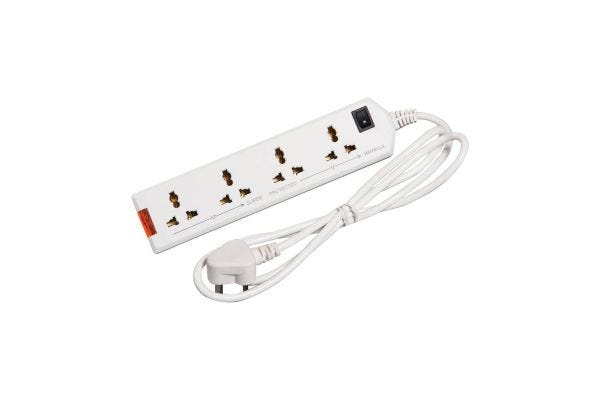 Havells 4 Way Extension Board 6A AHLKLCW064 | 4 Universal Socket Board with Surge Protection