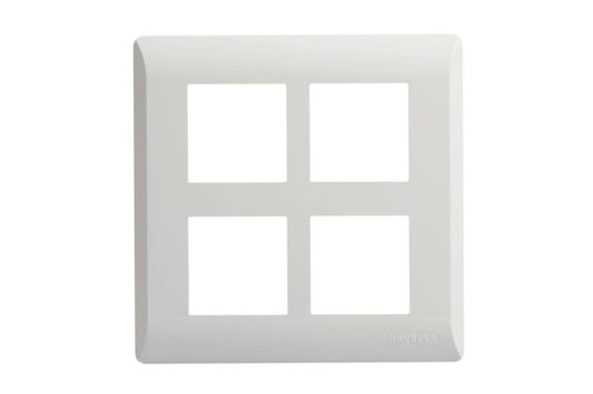 Havells Coral 8M Vertical White Plate AHLPLCWV08 | Pure White Glossy Cover Frame