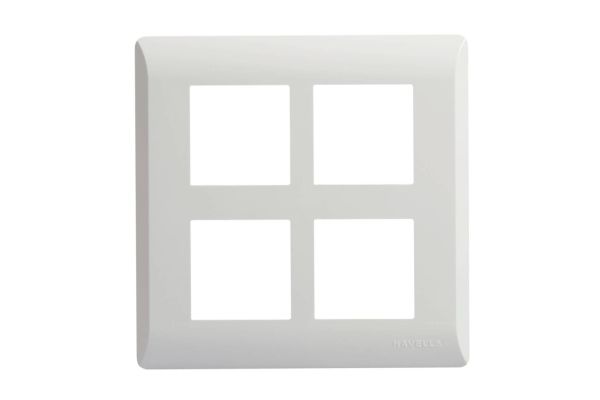 Havells Coral 8M Vertical White Plate AHLPLCWV08 | Pure White Glossy Cover Frame