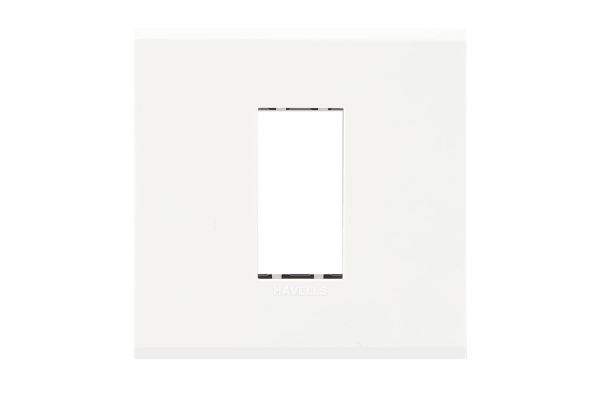 Havells Fabio 1M Outer White Plate | Glossy Modular Cover Frame for Switchboards