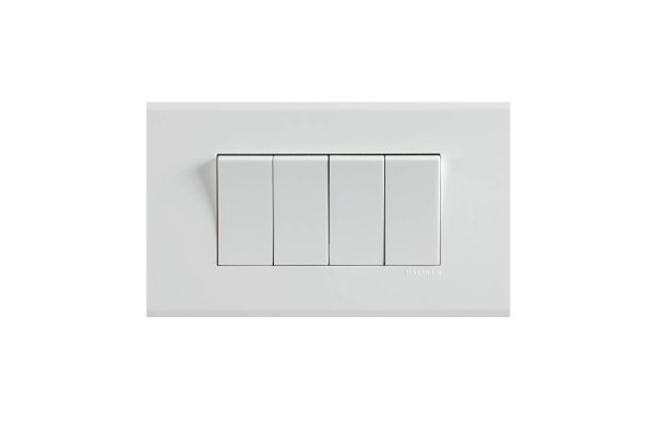 Havells Fabio 4M Outer White Plate | Glossy Modular Cover Frame for Switchboards