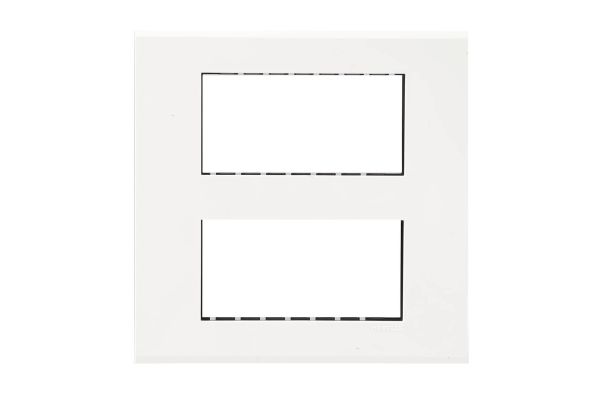 Havells Fabio 8M Vertical Outer White Plate | Glossy Modular Cover Frame for Switchboards