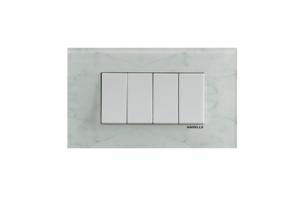 Havells Fabio 4M Outer Marble White Acrylic Plate | Plexy Glass Modular Cover Frame