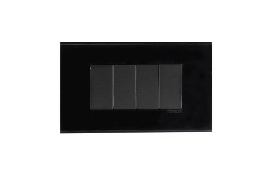 Havells Fabio 4M Outer Black Acrylic Plate | Plexy Glass Modular Cover Frame