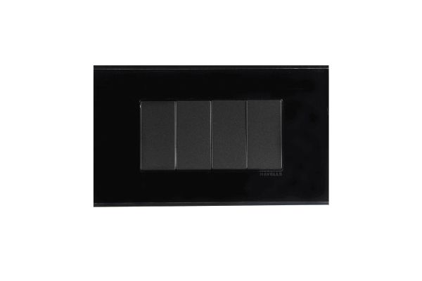 Havells Fabio 4M Outer Black Acrylic Plate | Plexy Glass Modular Cover Frame
