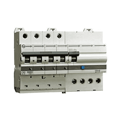 Lauritz Knudsen (Formerly L&T Switchgear Business) 63A 30mA RCBO – 4 Pole Type AC – 7.5 Module (AUF3C406303)