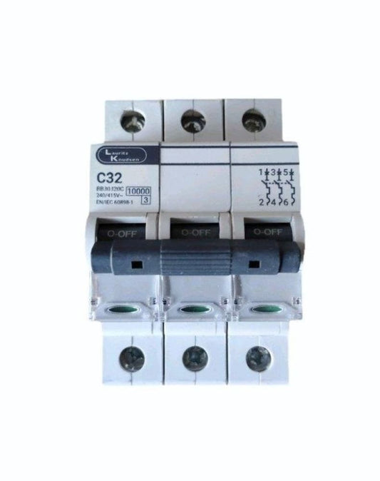 Lauritz Knudsen (Formerly L&T Switchgear Business) 32A MCB 3 Pole C-Curve – 3 Module BB30320C