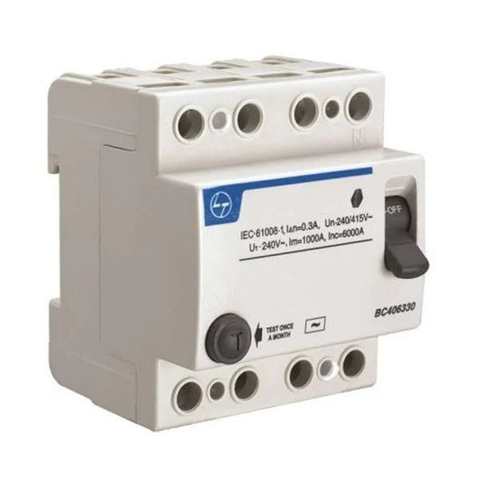 Lauritz Knudsen (Formerly L&T Switchgear Business) 40A 4 Pole RCCB 30mA 10kA BG404003