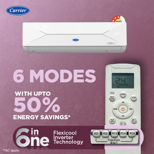 Carrier XCEL Edge GXi 1 Ton 3 Star Inverter R32 Split Air Conditioner FlexiCool Smart AC CAI12CE3R36F0