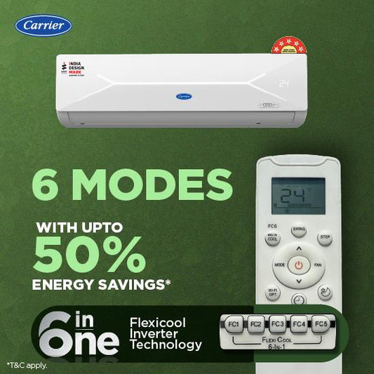 Carrier XCEL Lumo GXi Wi-Fi 2.0 2 Ton 5 Star Alpha HybridJet Inverter R32 Split Air Conditioner FlexiCool Smart Connect CAI24CL5R36W0