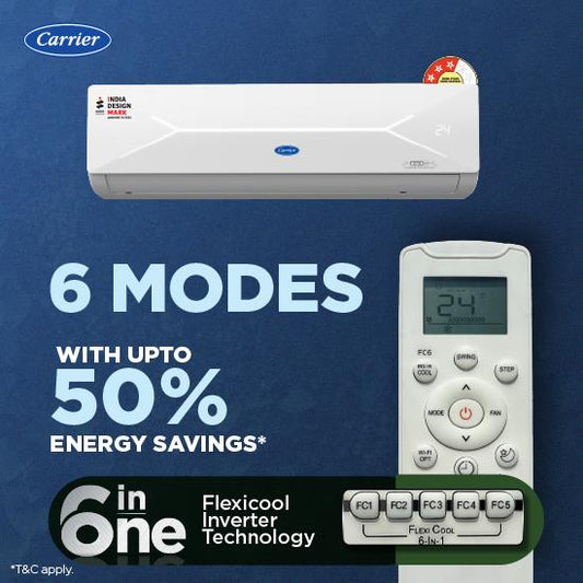 Carrier XPERT Edge GXi 1.5 Ton 3 Star Alpha HybridJet Inverter R32 Split Air Conditioner FlexiCool CAI19PE3R36F0