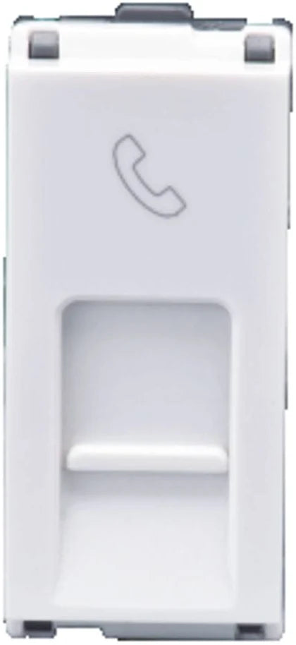 MKSR RJ11 Socket with Shutter – 1M – White (CB91101TW11)