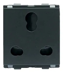 MKSR 6A/16A 3 Pin Combi Socket – 2 Module – Charcoal Grey (CB91302CG16)