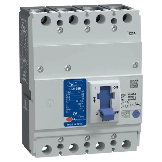 Lauritz Knudsen (Formerly L&T Switchgear Business) DU125H 100–125A FP MCCB – 30kA, 4 Pole – Cat No. CM90679OOLO