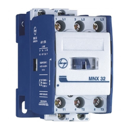 Lauritz Knudsen (Formerly L&T Switchgear Business) MNX 32 3 Pole Power Contactor – 32A AC3, 55A AC1, Frame Size 2, 415V Coil – Cat No. CS94111DOOO