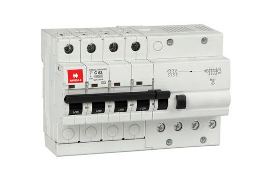 Havells RCBO A Type TPN 4M 30mA 63A DHBMACTN8030063 | Earth Leakage & Overcurrent Protection