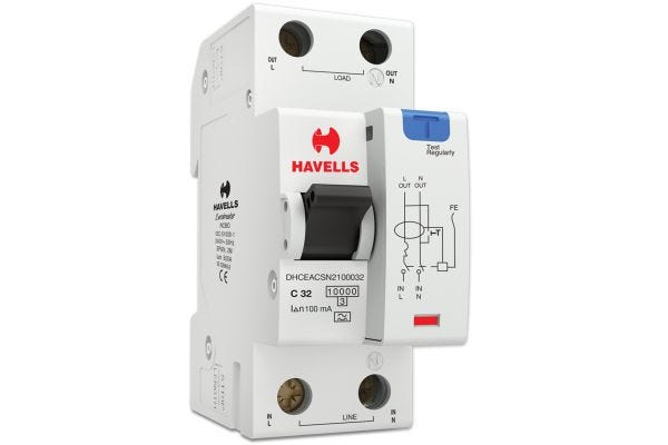 Havells RCBO A Type SPN 2M 100mA 32A DHCEACSN2100032 | Earth Leakage & Overcurrent Protection