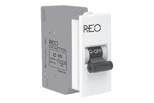Havells REO Elegant Mini MCB 10A C Curve Single Pole DHGMCSPA010 | White Overload & Short Circuit Protection