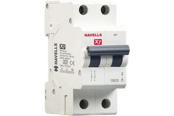 Havells X7 MCB DP 6A C Curve Double Pole DHMYCDPM006 | Industrial & Commercial Circuit Protection