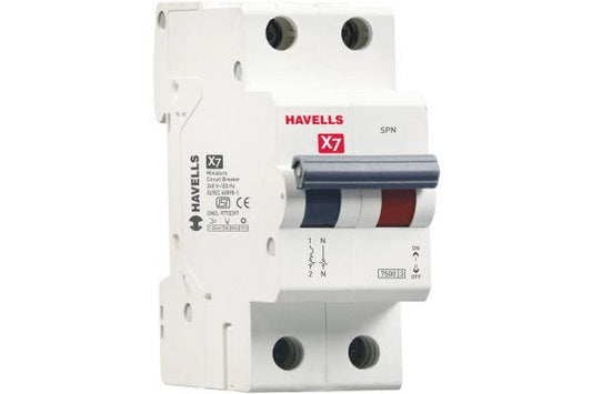 Havells X7 MCB SPN 6A C Curve Single Pole Neutral DHMYCSNM006 | Industrial & Commercial Circuit Protection